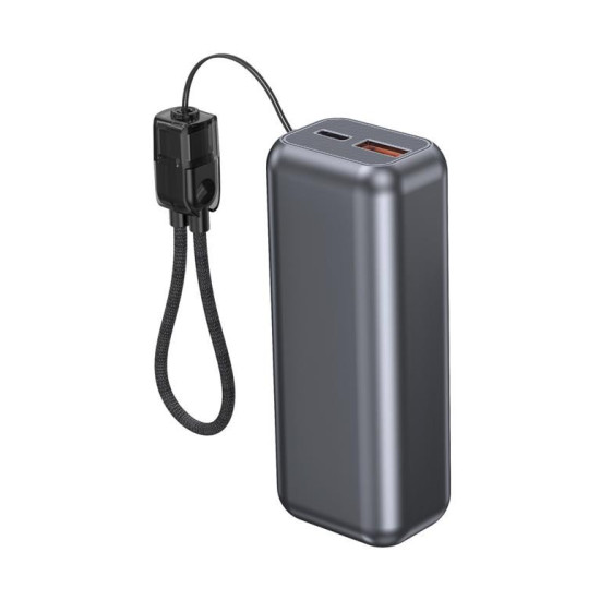 PowerBank LCD 10000mAh QC3.0 20W szary