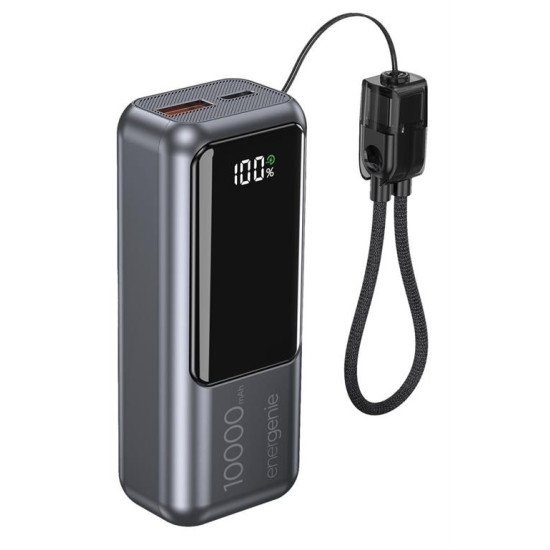 PowerBank LCD 10000mAh QC3.0 20W szary