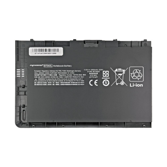 Bateria BT04XL do HP EliteBook Folio 9470m 9480m - 3500 mAh (52 Wh)