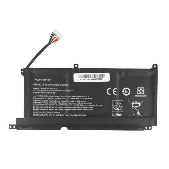 Bateria PG03XL do HP 15-DH 15-EC 15-DK 16-A - 4150 mAh (47 Wh)