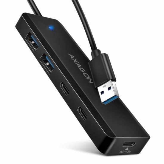 HUB 4-portowy 5gbps 2x USB-A 2x USB-C, USB-C power in 19 cm kabel HUE-C2A