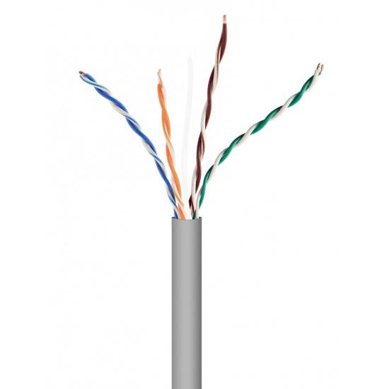 Kabel UTP KAT 5 drut AL- CU 305M szary