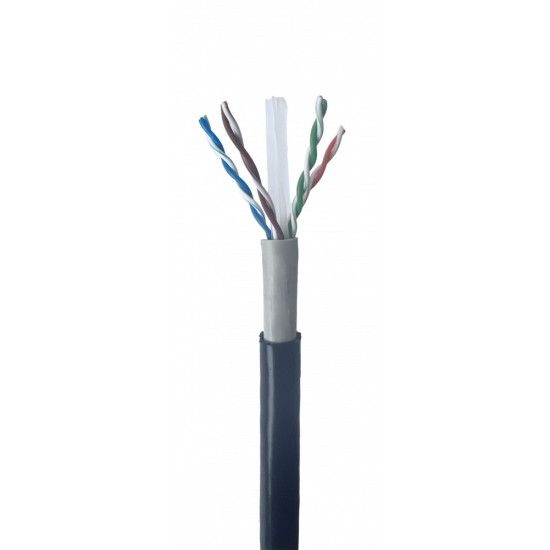 Kabel sieciowy LAN UTP, kat. 6, drut, 305m, zewnętrzny, czarny