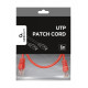 Patch cord kat.5e osłonka zalewana 0.25M czerwony 