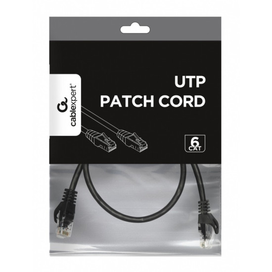 Patch cord Kat.6 UTP 0.25m czarny 