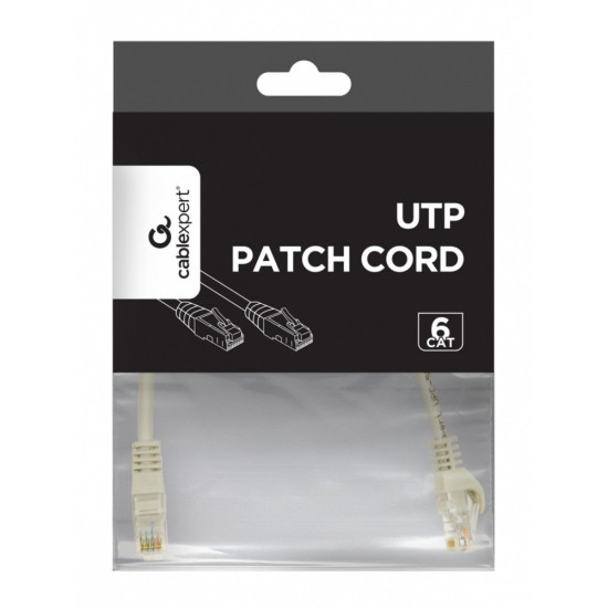 Patch cord kat.6 miedź UTP 0.25m szary