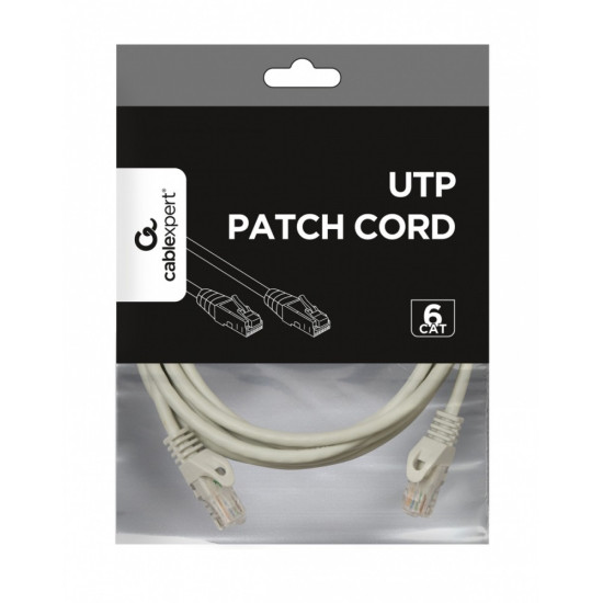 Patch cord kat.6 miedź UTP 3m szary