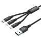 Kabel USB-A 3w1 USB-C/microUSB/ Lightning czarny C14049BK