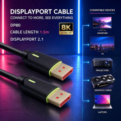 Kabel DisplayPort M/M v2.1 | 80G | 1.5m 