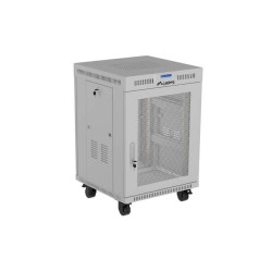 Szafa instalacyjna rack stojąca 19 cali 15U 600x600 drzwi perforowane LCD (Flat pack) szara