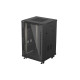 Szafa instalacyjna rack stojąca 19 cali 18U 600x600 drzwi przeszklone (Flat pack) czarna