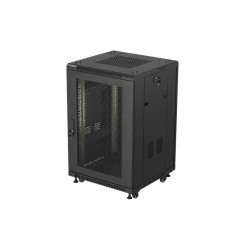 Szafa instalacyjna rack stojąca 19 cali 18U 600x800 drzwi przeszklone (Flat pack) czarna