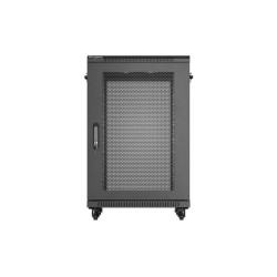 Szafa instalacyjna rack stojąca 19 cali 18U 600x800 drzwi przeszklone (Flat pack) czarna