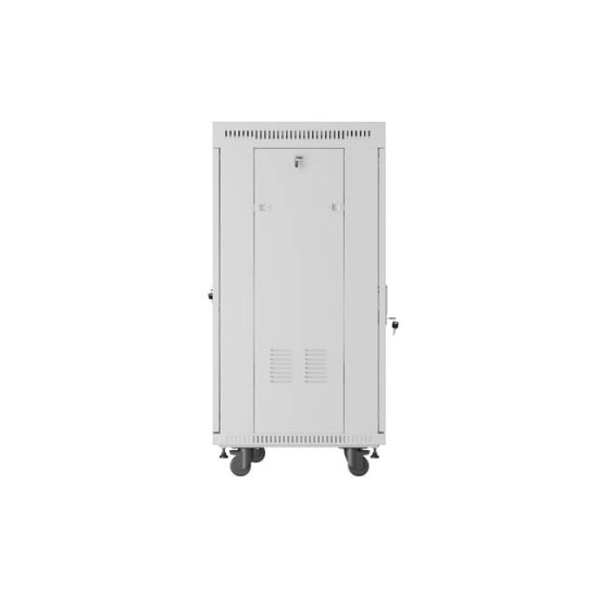 Szafa instalacyjna rack stojąca 19 cali 22U 600x600 drzwi przeszklone LCD (Flat pack) szara