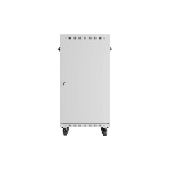 Szafa instalacyjna rack stojąca 19 cali 22U 600x600 drzwi przeszklone LCD (Flat pack) szara