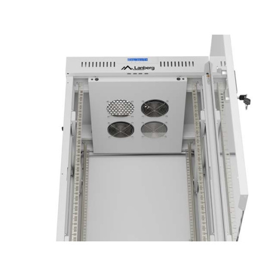 Szafa instalacyjna rack stojąca 19 cali 22U 600x600 drzwi przeszklone LCD (Flat pack) szara