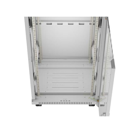 Szafa instalacyjna rack stojąca 19 cali 22U 600x600 drzwi przeszklone LCD (Flat pack) szara