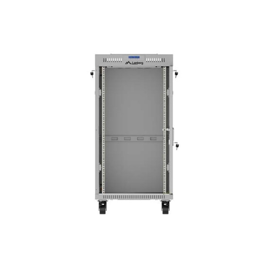 Szafa instalacyjna rack stojąca 19 cali 22U 600x600 drzwi przeszklone LCD (Flat pack) szara