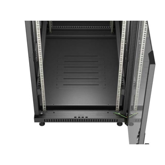 Szafa instalacyjna rack stojąca 19 cali 27U 600x1000 drzwi przeszklone (Flat pack) czarna