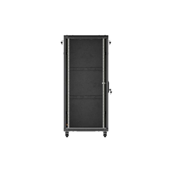 Szafa instalacyjna rack stojąca 19 cali 27U 600x1000 drzwi przeszklone (Flat pack) czarna