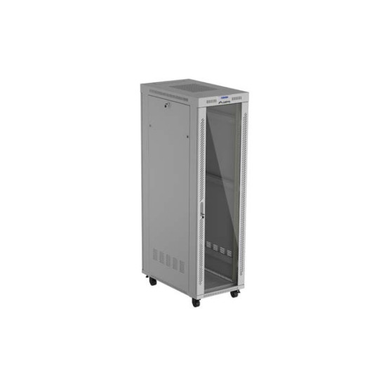 Szafa instalacyjna rack stojąca 19 cali 42U 600x1000 drzwi przeszklone LCD (Flat pack) szara