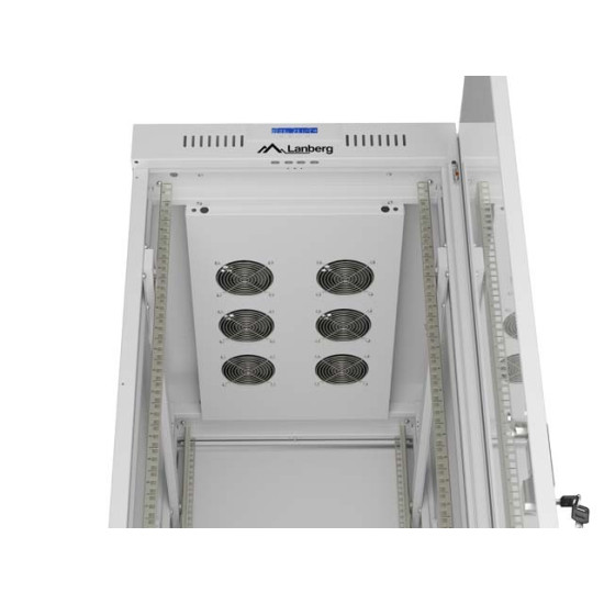 Szafa instalacyjna rack stojąca 19 cali 42U 600x1000 drzwi przeszklone LCD (Flat pack) szara