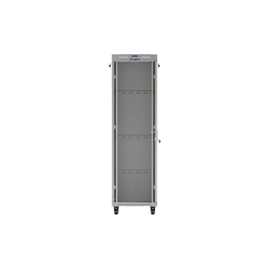 Szafa instalacyjna rack stojąca 19 cali 42U 600x1000 drzwi przeszklone LCD (Flat pack) szara