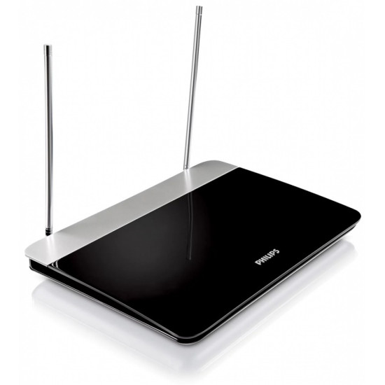 Antena wewnętrzna TV z regulacją wzmocnienia, przewód koncentryczny 1.8m, 75Ohm, 3G/4G, DVB-T/T2, zgodna z RED