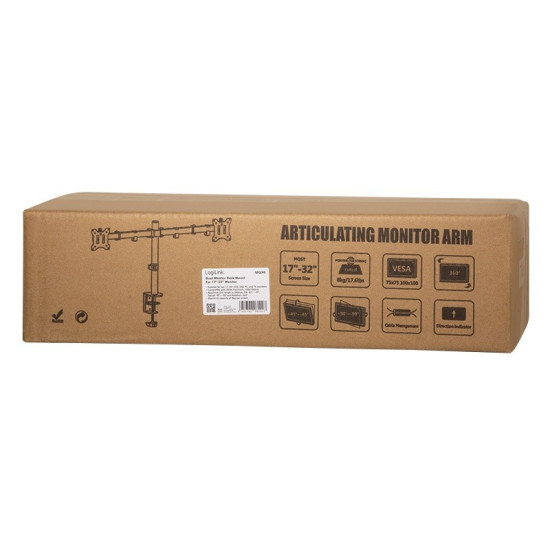 Uchwyt do 2 x monitor 17-32 cali, ramie 390 mm 