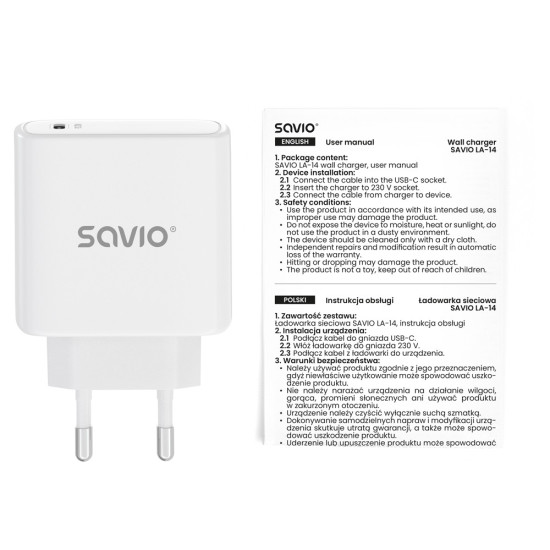 Ładowarka sieciowa 20W Power Delivery 3.0, Biała LA-14