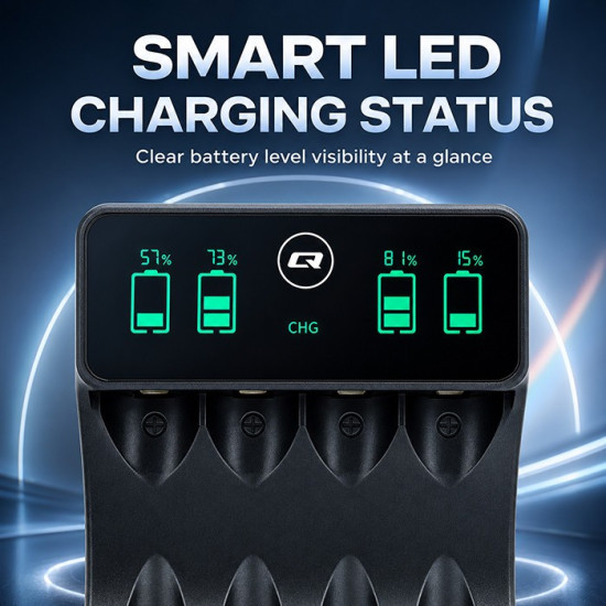 Ładowarka do akumulatorków Ni-MH typu R03 AAA R6 AA | LCD | kabelUSB-C 