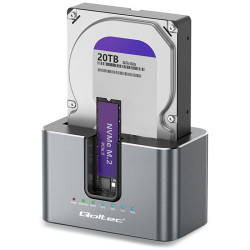 Stacja dokująca 2w1 HDD SSD | SATA | M.2 NVMe | Klonowanie | USB-C | 10Gb/s | 28TB 