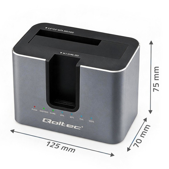 Stacja dokująca 2w1 HDD SSD | SATA | M.2 NVMe | Klonowanie | USB-C | 10Gb/s | 28TB 