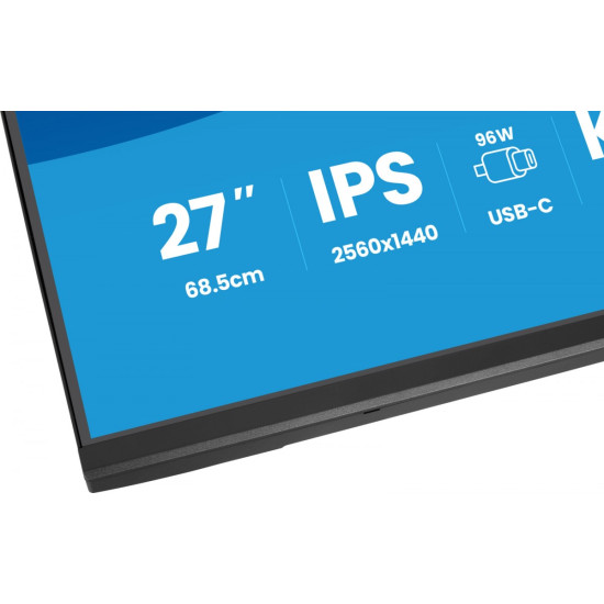 Monitor 27 cali Prolite XB2797QSNPH-B1,IPS,QHD,CAM,MIC,HDMI, DP, 4xUSB,75Hz, USB-C DOCK  96W, RJ45,KVM, 2x2W, 5MP WINDOWS HELLO, HAS 150,  350CD, 1ms 