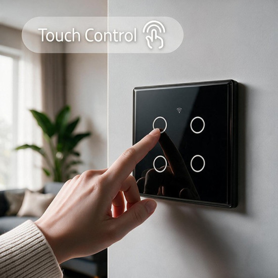 Inteligentny dotykowy 4-kanałowy włącznik wyłącznik światła | Wi-Fi | Timer