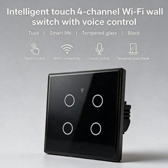 Inteligentny dotykowy 4-kanałowy włącznik wyłącznik światła | Wi-Fi | Timer