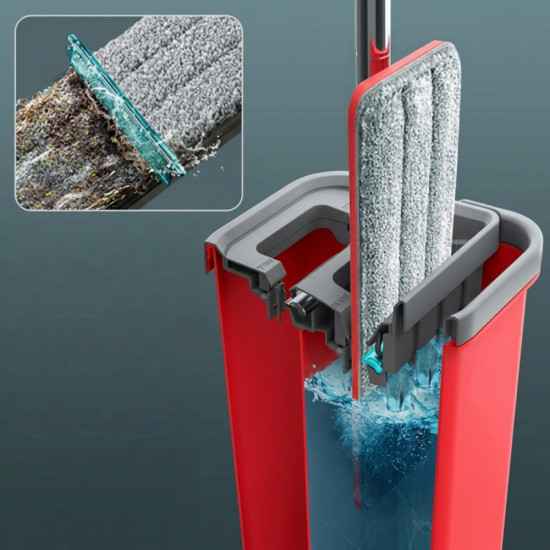 Mop płaski z wiadrem i wyciskaczem dwa wkłady HQ GreenBlue GB870