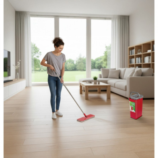 Mop płaski z wiadrem i wyciskaczem dwa wkłady HQ GreenBlue GB870