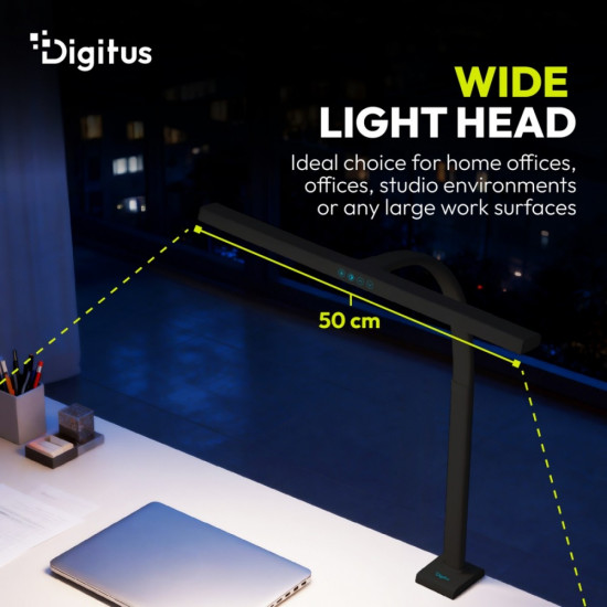 Lampa biurkowa LED, 50 cm, 1025 lm, 7 W, temp. barw 3000K-6500K, czarna