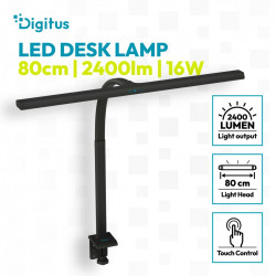 Lampa biurkowa LED, 80 cm, 2400 lm, 16 W, temp. barw 3000K-6500K, czarna