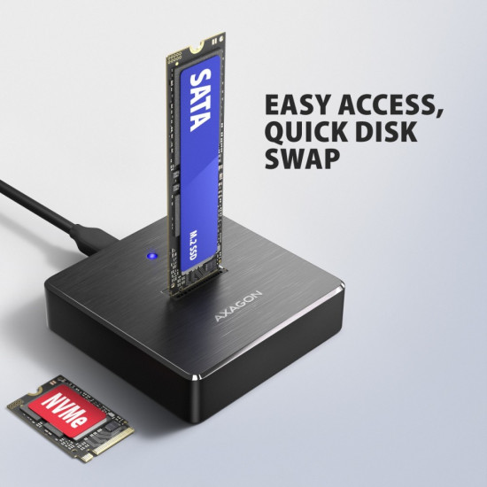 Stacja dokująca USB-C 3.2 Gen 2 ADSA-M2C11 ALU- 1xNVMe /SATA M.2 10Gbps