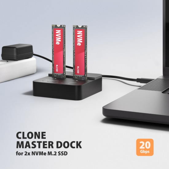 Stacja dokująca USB-C 3.2 Gen2x2 - 2 x NVMe M.2 20Gbps ADSA-M2C22L 