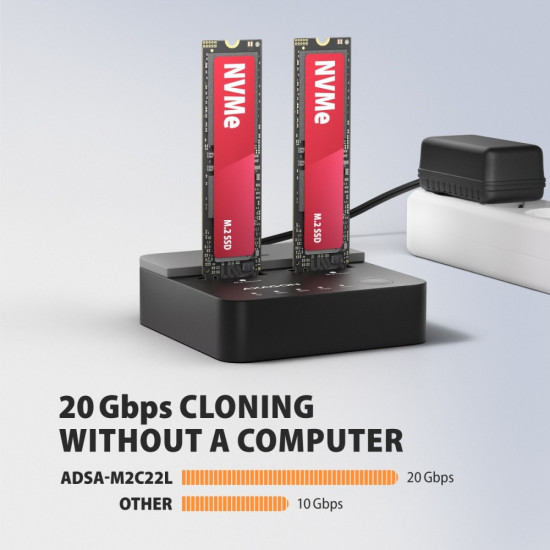 Stacja dokująca USB-C 3.2 Gen2x2 - 2 x NVMe M.2 20Gbps ADSA-M2C22L 