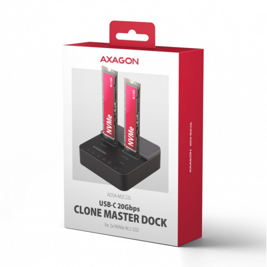 Stacja dokująca USB-C 3.2 Gen2x2 - 2 x NVMe M.2 20Gbps ADSA-M2C22L 
