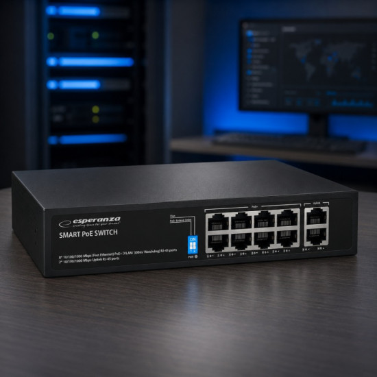 Switch 10-portowy POE 10/100/1000 120W MATRIX ENS108 