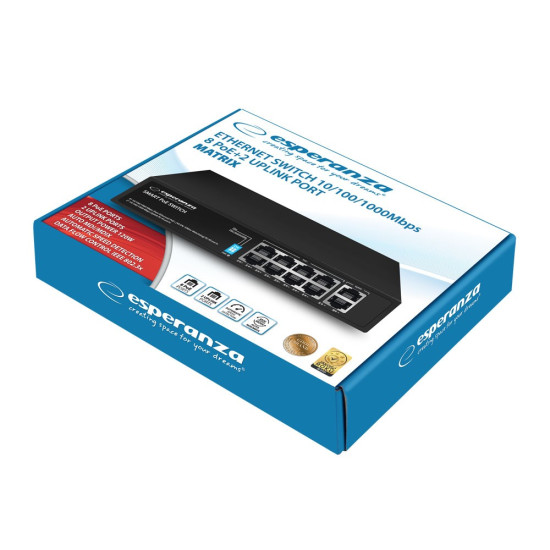 Switch 10-portowy POE 10/100/1000 120W MATRIX ENS108 