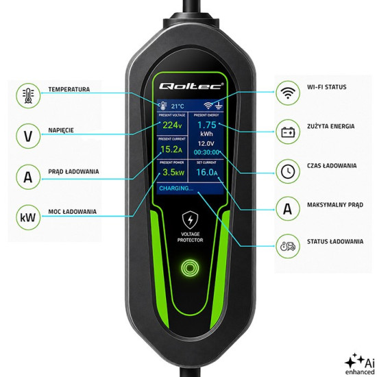 Ładowarka do EV i hybryd Typ2 | 3.5kW | 230V | SCHUKO 16A | Wi-Fi 