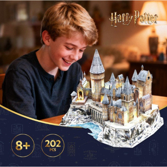 Puzzle 3D - Harry Potter Zamek Hogwart w śniegu LED 