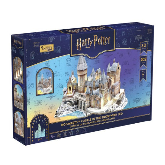 Puzzle 3D - Harry Potter Zamek Hogwart w śniegu LED 