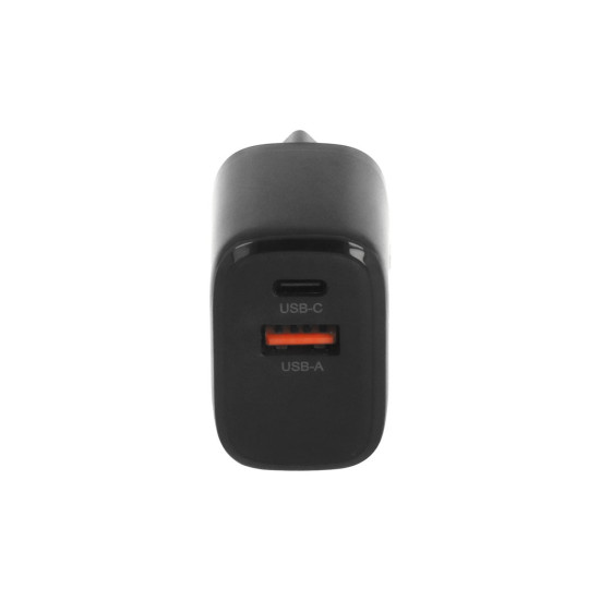 Ładowarka GaN 20W USB-C PD + USB-A (czarna)